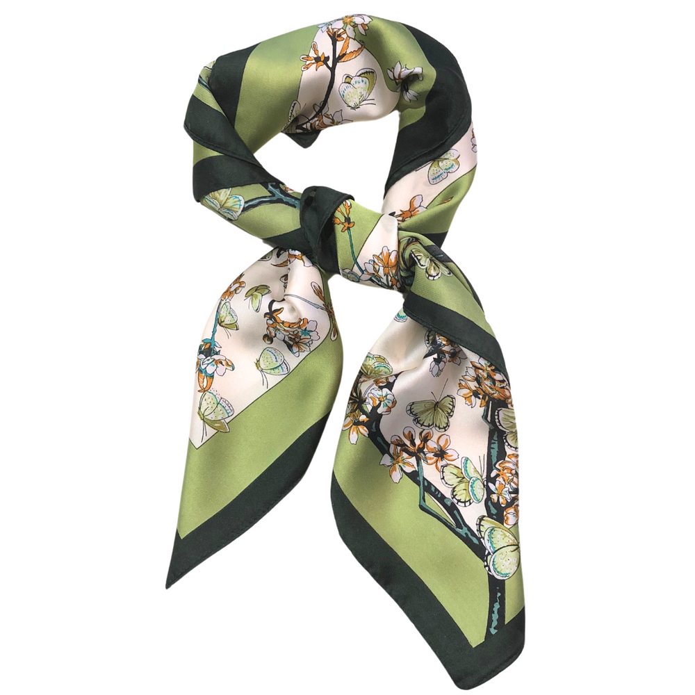 Garden Butterfly Satin Scarf