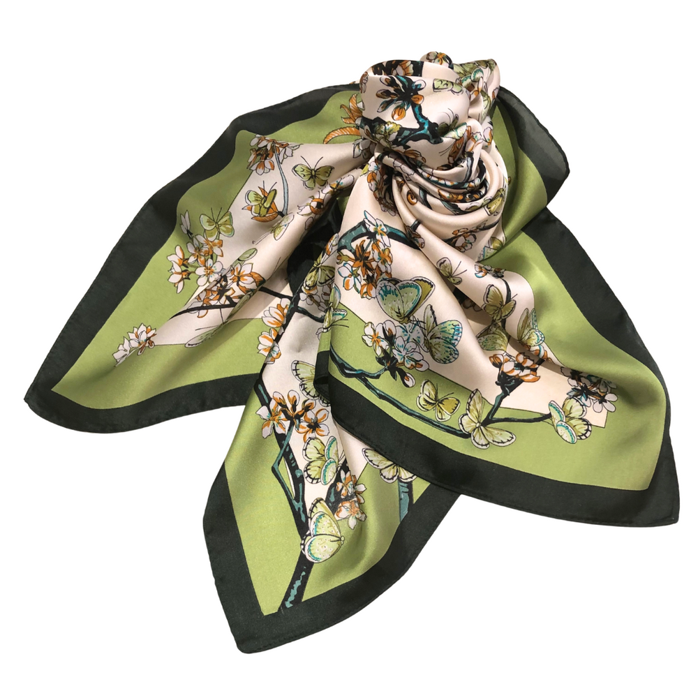 The Garden Butterfly Luxurious Satin Scarf