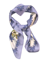 Lilac And White Flower Design Satin Scarf