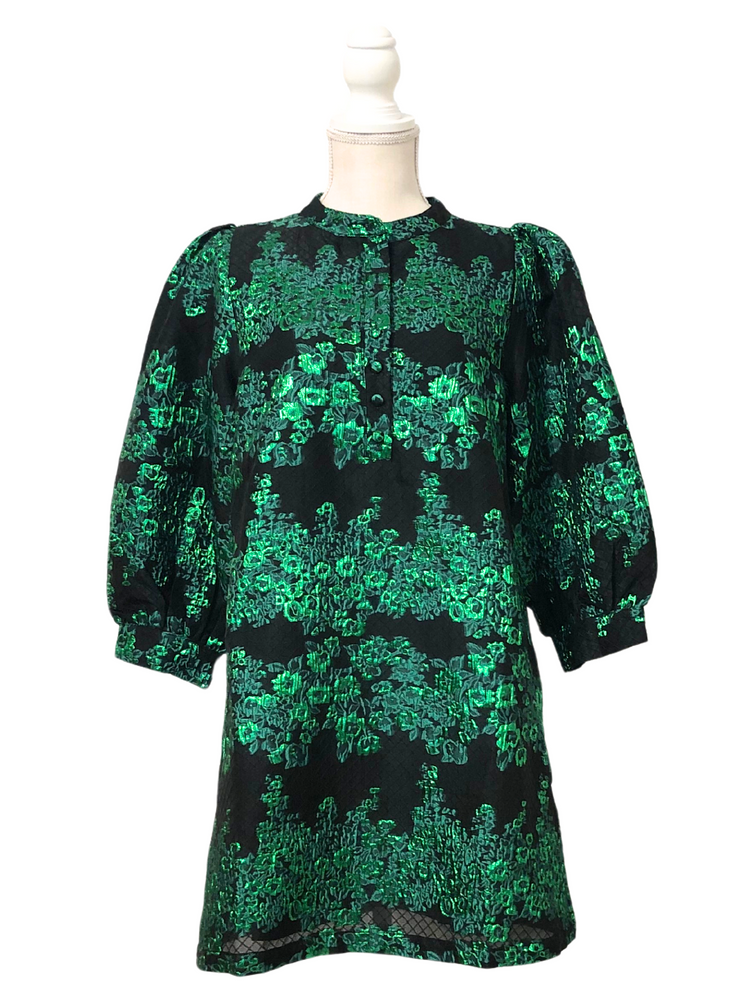 Black And Green Jacquard Dress