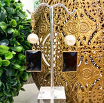 Teramasu Pearl and Black Onyx Drop Earrings 14K Gold Filled